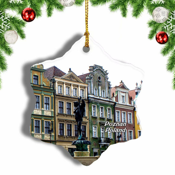 Poland Old Market Square Poznan Christmas Ornament 3 Inches Snow