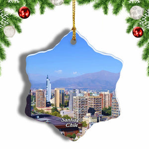 Cerro Santa Lucia Santiago Chile Christmas Ornament 3 Inches Snow