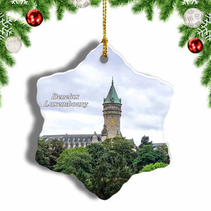 Luxembourg Benelux Castle Christmas Ornament 3 Inches Snow