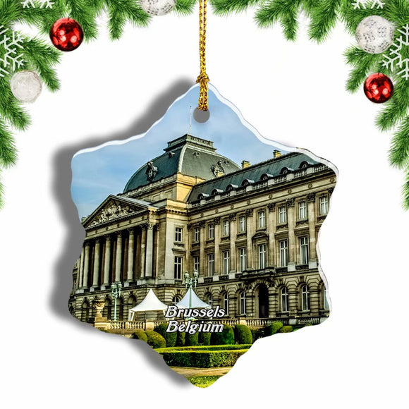 Belgium Royal Palace of Brussels Christmas Ornament 3 Inches Snow