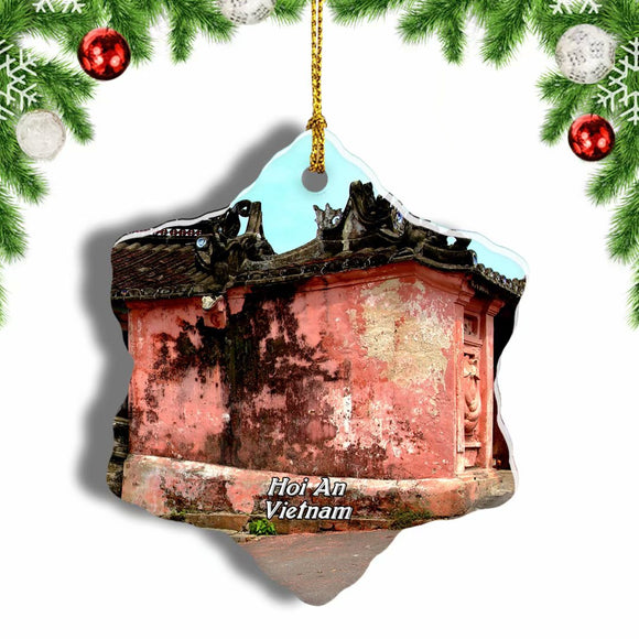 Vietnam Japanese Covered Bridge Hoi An Christmas Ornament 3 Inches Snow