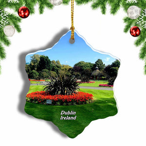 Ireland St Stephens Green Dublin Christmas Ornament 3 Inches Snow