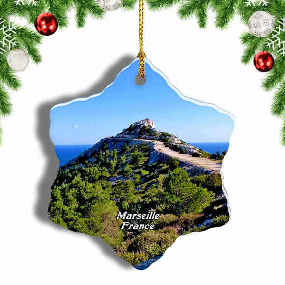 France Calanque Marseille Christmas Ornament 3 Inches Snow