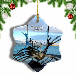 Iceland Sun Voyager Reykjavik Christmas Ornament 3 Inches Snow