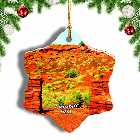 USA America Wupatki National Monument Flagstaff Christmas Ornament 3 Inches Snow