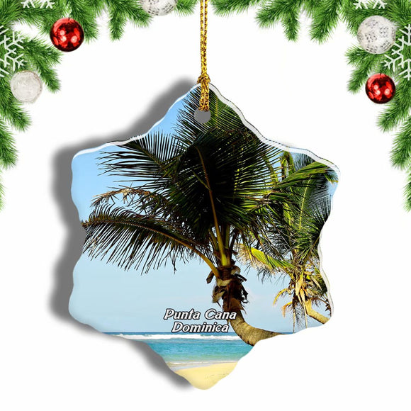 Bavaro Beach Punta Cana Dominica Christmas Ornament 3 Inches Snow