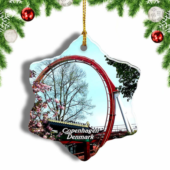 Denmark Tivoli Gardens Copenhagen Christmas Ornament 3 Inches Snow