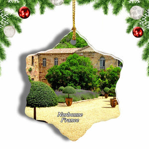 France Abbaye de Fontfroide Narbonne Christmas Ornament 3 Inches Snow