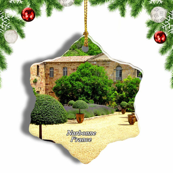 France Abbaye de Fontfroide Narbonne Christmas Ornament 3 Inches Snow