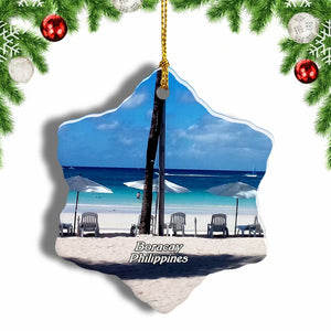 Philippines White Beach Boracay Christmas Ornament 3 Inches Snow