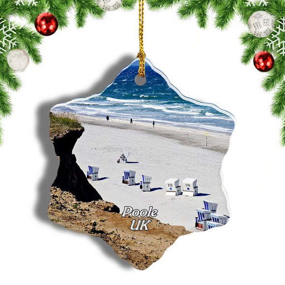 UK England Sandbanks Beach Poole Christmas Ornament 3 Inches Snow