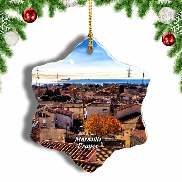 France Fos-Sur-Mer Marseille Christmas Ornament 3 Inches Snow