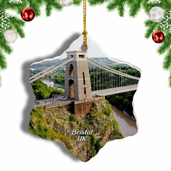 UK England The Clifton Suspension Bridge Bristol Christmas Ornament 3 Inches Snow