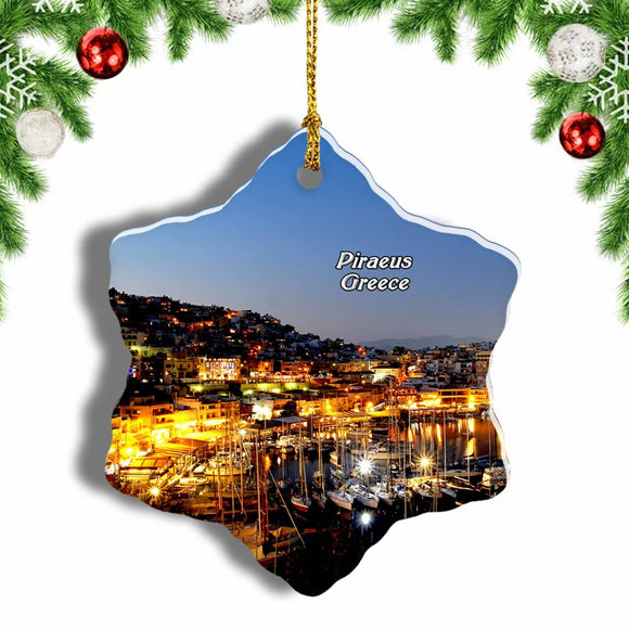 Greece Piraeus Christmas Ornament 3 Inches Snow