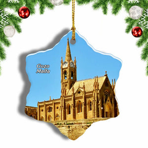 Malta Gozo Cathedral Christmas Ornament 3 Inches Snow