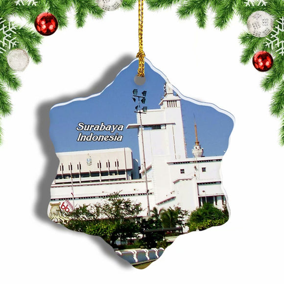 Indonesia Monumen Tugu Pahlawan Surabaya Christmas Ornament 3 Inches Snow