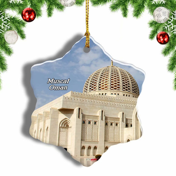 Grand Mosque Muscat Oman Christmas Ornament 3 Inches Snow