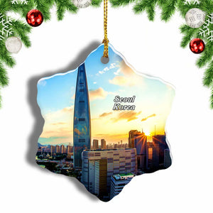 Seoul Korea Christmas Ornament 3 Inches Snow