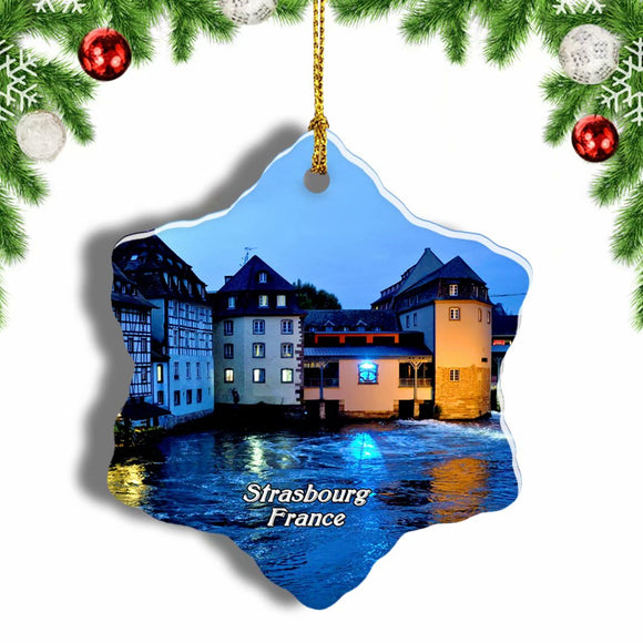 France Little France Strasbourg Christmas Ornament 3 Inches Snow