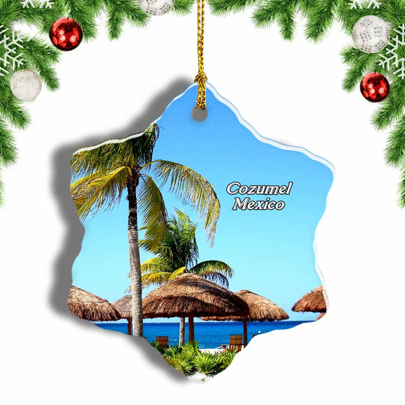 Mexico Beach Cozumel Christmas Ornament 3 Inches Snow