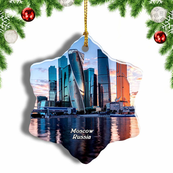 Russia Moscow Skyscraper Christmas Ornament 3 Inches Snow