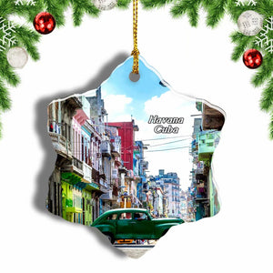 Old Town Cuba Christmas Ornament 3 Inches Snow