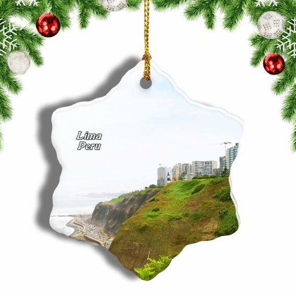 Miraflores Lima Peru Christmas Ornament 3 Inches Snow