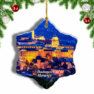 Hungary Buda Castle Budapest Christmas Ornament 3 Inches Snow