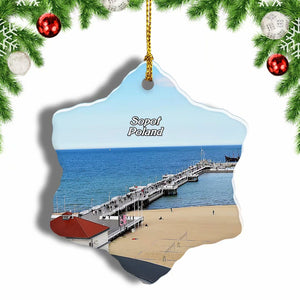 Poland Sopot Beach Christmas Ornament 3 Inches Snow