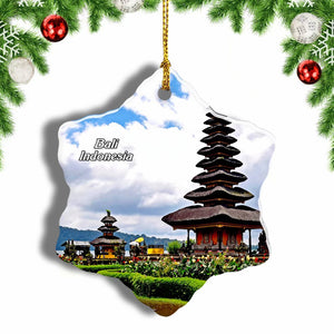 Indonesia Pura Ulun Danu Bratan Bali Christmas Ornament 3 Inches Snow