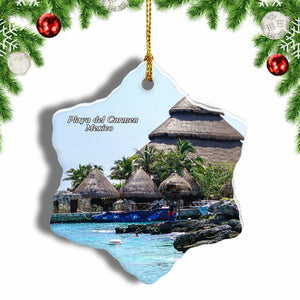 Mexico Xcaret Playa del Carmen Christmas Ornament 3 Inches Snow