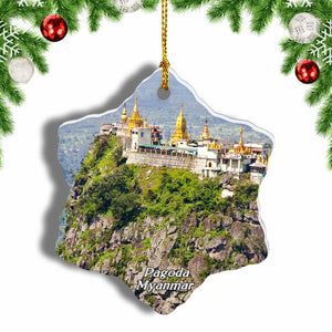 Myanmar Pagoda Christmas Ornament 3 Inches Snow