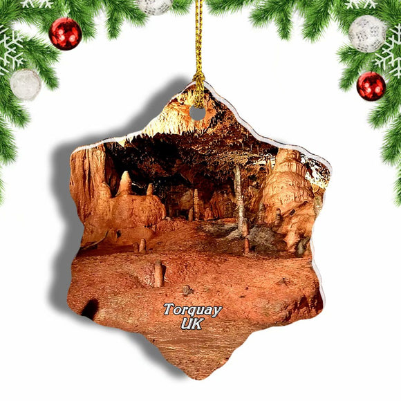 UK England Kents Cavern Torquay Christmas Ornament 3 Inches Snow