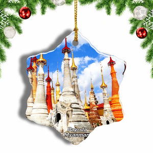 Myanmar Pagoda Christmas Ornament 3 Inches Snow