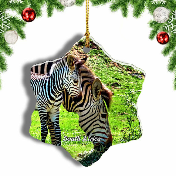 South Africa Zebra Christmas Ornament 3 Inches Snow