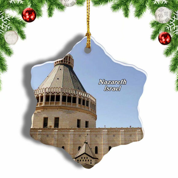 Israel Israel Basilica of the Annunciation Nazareth Christmas Ornament 3 Inches Snow