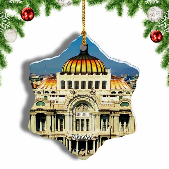 Mexico National Palace of Fine Arts of Mexico Christmas Ornament 3 Inches Snow