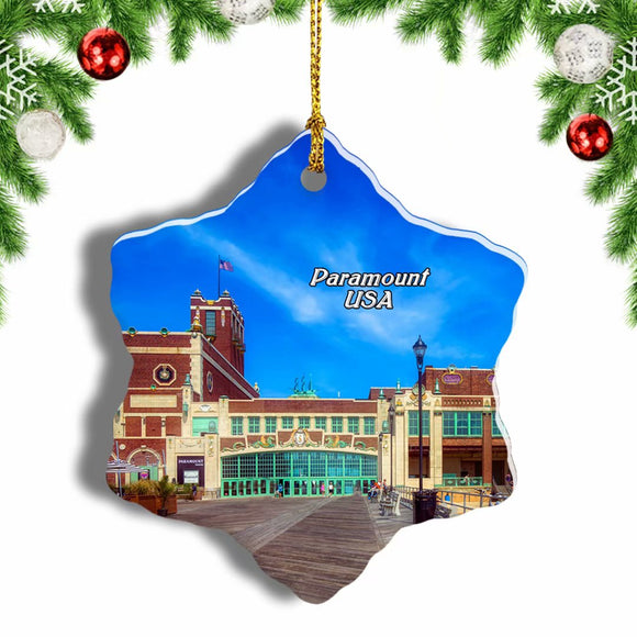 America USA Paramount Theatre Asbury Park Christmas Ornament 3 Inches Snow