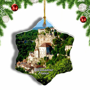 France Castle Rocamadour Christmas Ornament 3 Inches Snow