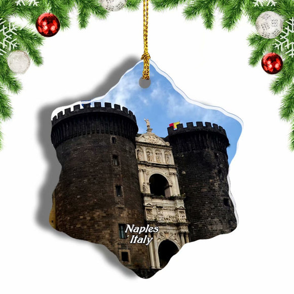 Italy Castle Nuovo Naples Christmas Ornament 3 Inches Snow