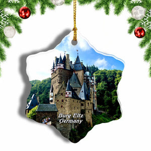 Castle Burg Eltz Germany Christmas Ornament 3 Inches Snow