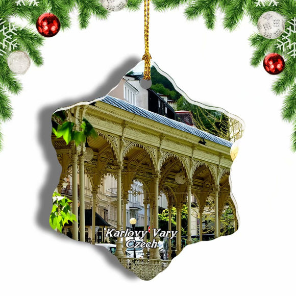 Czech Market Colonnade Karlovy Vary Christmas Ornament 3 Inches Snow