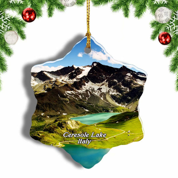 Ceresole Lake Alps Italy Christmas Ornament 3 Inches Snow