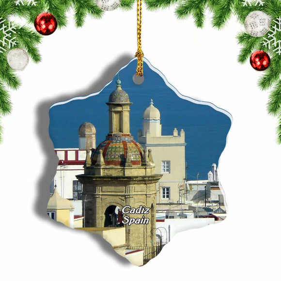 Spain Old Town Cadiz Christmas Ornament 3 Inches Snow