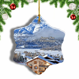 Switzerland Saas Fee Christmas Ornament 3 Inches Snow