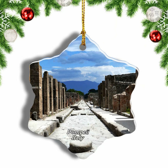 Pompeii Naples Italy Christmas Ornament 3 Inches Snow