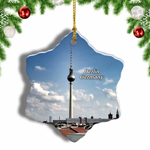 Germany TV Tower Berlin Christmas Ornament 3 Inches Snow