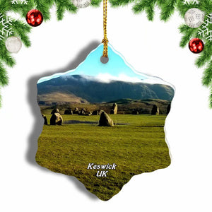 UK England Castlerigg Stone Circle Keswick Christmas Ornament 3 Inches Snow