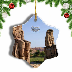 Egypt Colossi of Memnon Luxor Christmas Ornament 3 Inches Snow