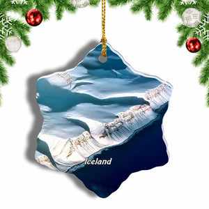 Iceland Aerial View Christmas Ornament 3 Inches Snow